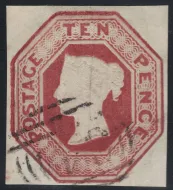 GB qv sg.57 10d brown embossed (vfu) sg cat £1,500