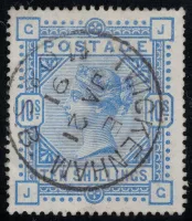 GB QV SG.183 10/- ULTRAMARINE "JG" (VFU)