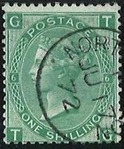 SG117 1/- Green Plate 6 (TG) VFU