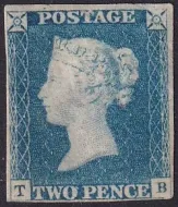 GB QV SG5 1840 2d Blue Plate 1 (TB) MH