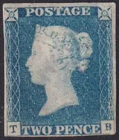 GB QV SG5 1840 2d Blue Plate 1 (TB) MH