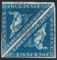 QV SG.4 C.O.G.H 1853 4d deep blue pair (perkins bacon) (slightly blued paper) sg cat £170 Each as singles