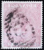 GB qv sg.130 5/- rose plate 4 blued paper wmk anchor sg cat sg cat £4,800
