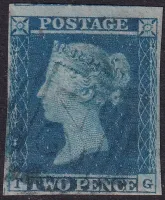GB QV SG.14wb 2d Blue Plate 4 (TG) with Blue Cancel