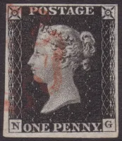 GB QV SG.2 1d Black Plate 1b (NG) Re-Entry