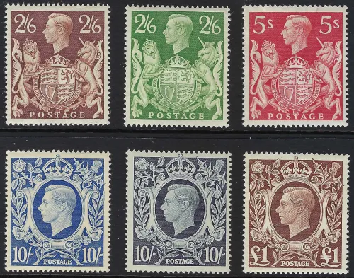 GB KGVI Arms SG 476 - 478b 1939-48 Unmounted Mint