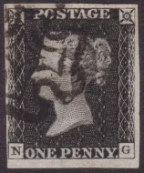 GB QV SG.2 1d Black Plate 1b (NG) Re-Entry SG Cat £550