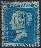GB QV SG.23 2d blue plate 4 (lb) Wmk SC Perf 14 sg cat £225