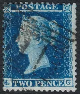 GB QV SG.23 2d blue plate 4 (lg) Wmk SC Perf 14 sg cat £225