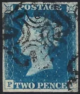 SG5ve 2d Blue Plate 1 (PI) with Manchester Fishtails Maltese Cross