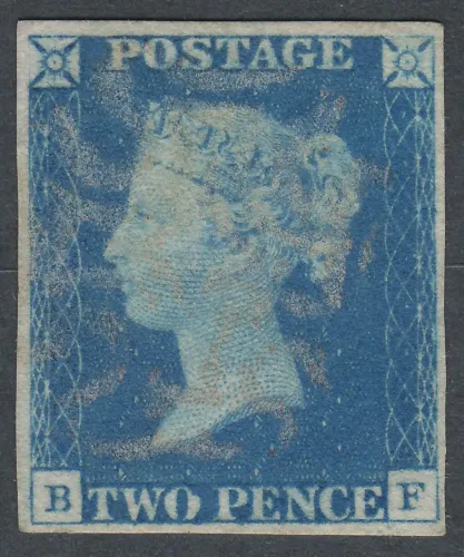 SG.5 2d Blue Plate 1 (BF) WHITE CIRENCESTER MALTESE CROSS