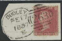 1d Red-Brown Die II on Blued Paper with DUDLEY Spoon Cancel