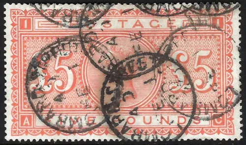GB QV SG.137 £5 orange (ac) on white paper sg cat £4,750