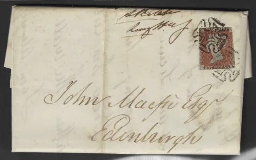 SG8th 1d Red on Cover Greenock Maltese Cross