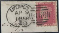 SG40 1d Red Plate 52 (RC) with LIVERPOOL Spoon Cancel