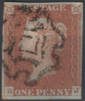 SG8 1d Red Plate 27 (RJ) NORWICH Distinctive Maltese Cross