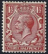 GB kgv SG364a 1½d Chestnut PENCF Error (MH)