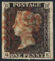 GB QV SG.2 (as41a) 1d Black plate 6 (QK) re-entry