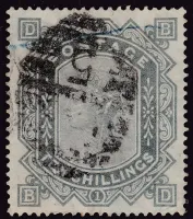 GB QV SG.131 10/- Grey-Green (BD) Wmk Anchor