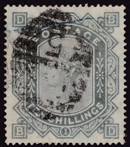 GB QV SG.131 10/- Grey-Green (BD) Wmk Anchor