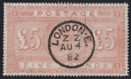 GB QV SG.133 £5 orange (di) on blued paper sg cat £15,000