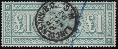 GB QV SG.212 £1 green (qb) sg cat £800