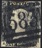 SG.2za 1d Black Plate 2 (RC) with 1844 Cancel