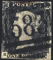 SG.2za 1d Black Plate 2 (RC) with 1844 Cancel