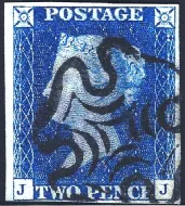 SG.4 2d Deep Full Blue Plate 2 (JJ) with London II Broken Points MX