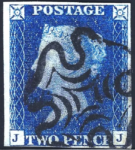 SG.4 2d Deep Blue Plate 2 (JJ) with London II Broken Points MX