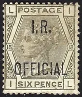 GB qv sg.o4 6d grey plate 18 (il) with i.r. official overprint (mh) sg cat £575