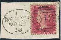 SG40 1d Red Plate 38 (DE) with WORCESTER Spoon Cancel