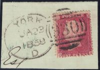 SG40 1d Red Plate 55 (DK) with YORK Spoon Cancel